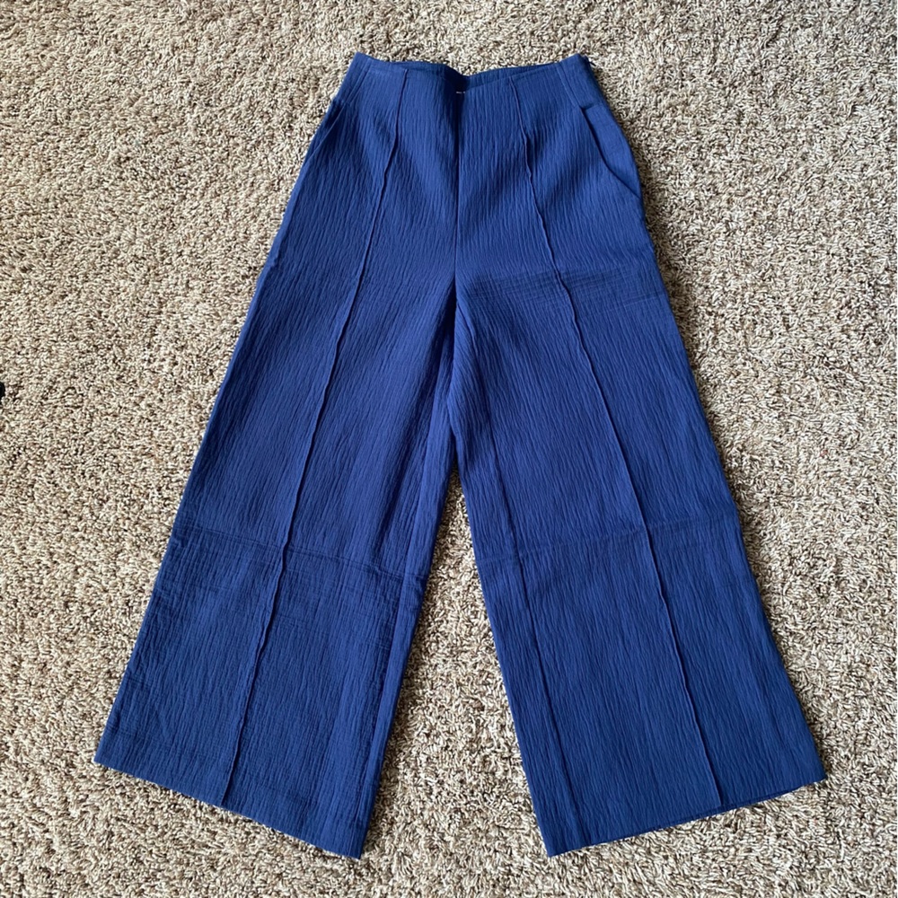Maeve By Anthropologie Dark Blue High Waisted Wide Cropped Leg Pants
